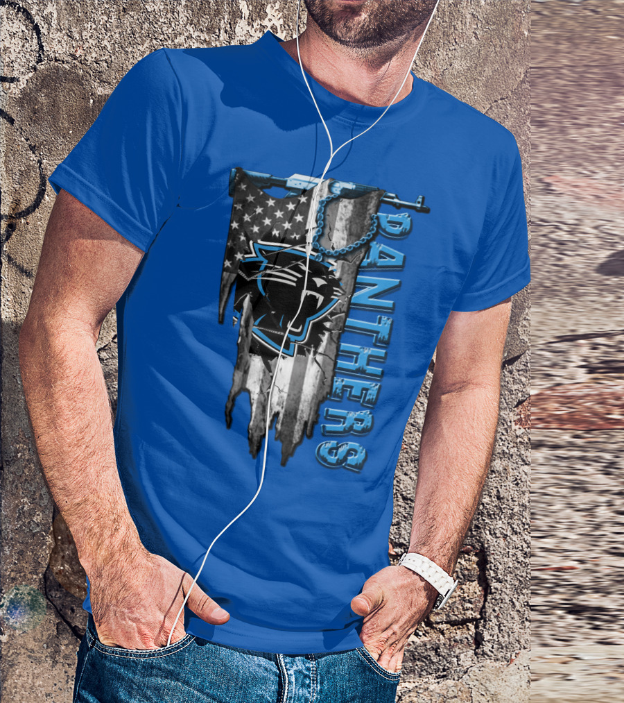 American Flag Carolina Panthers Logo Panthers T-Shirt