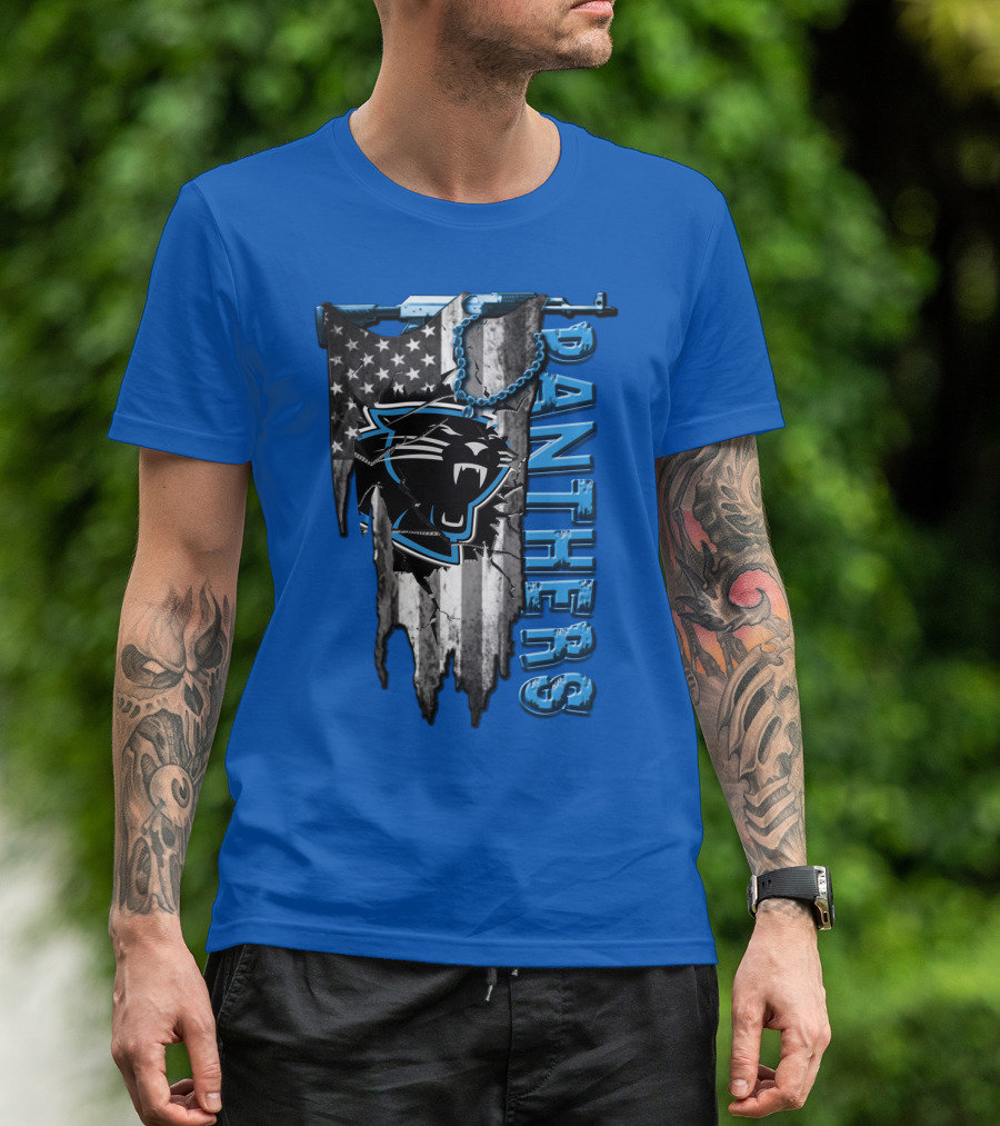 American Flag Carolina Panthers Logo Panthers T-Shirt