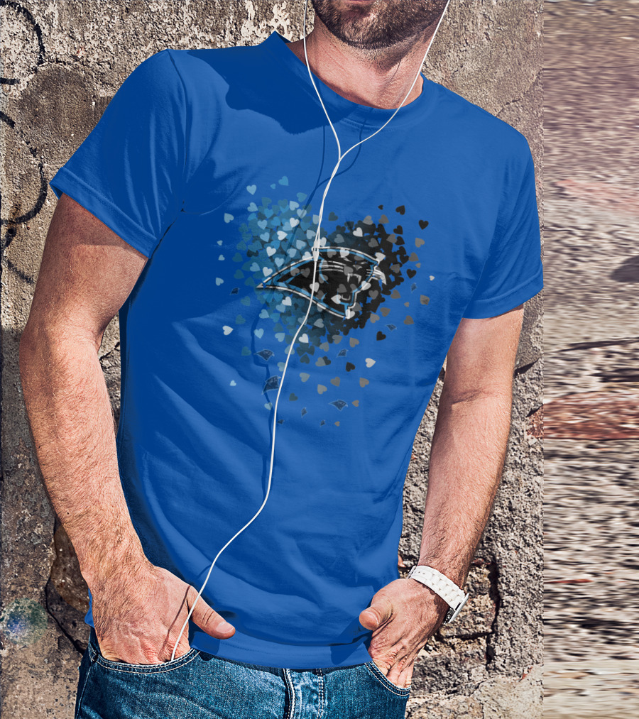 Carolina Panthers Heart-Shaped Blue And Black Logo T-Shirt