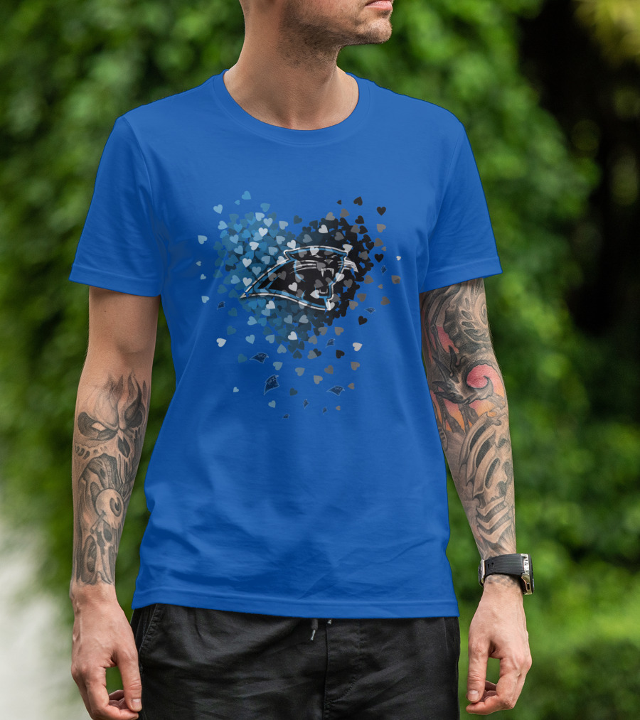 Carolina Panthers Heart-Shaped Blue And Black Logo T-Shirt