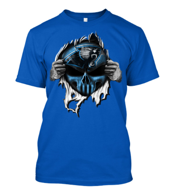 Carolina Panthers Skull Logo Rip T-Shirt