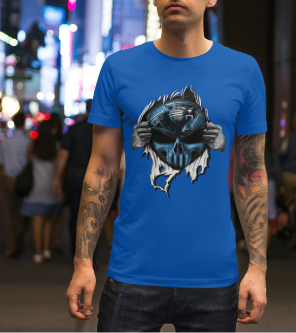Carolina Panthers Skull Logo Rip T-Shirt