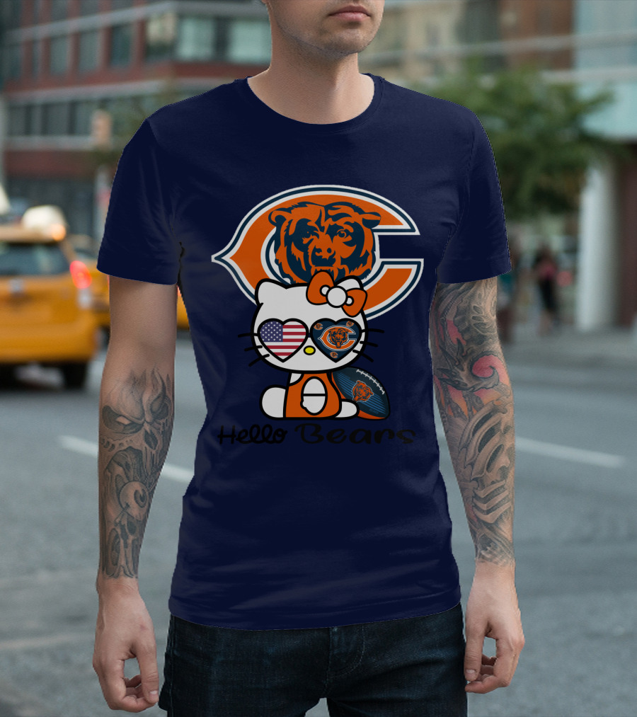 Hello Bears Chicago Bears Football Kitty T-Shirt