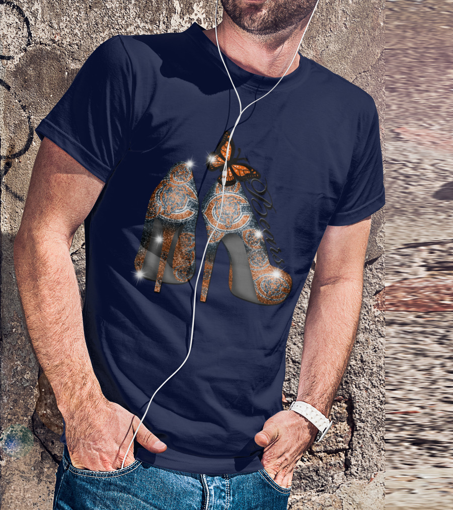 Chicago Bears High Heels Butterfly Sparkle Fashion T-Shirt