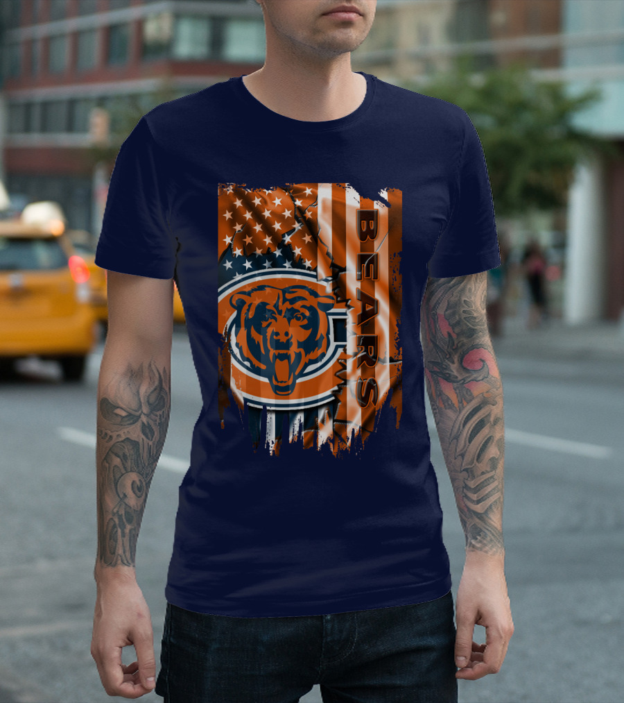 Chicago Bears American Flag Stars And Stripes T-Shirt