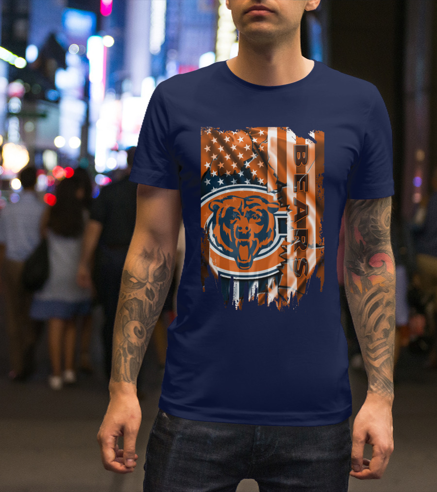 Chicago Bears American Flag Stars And Stripes T-Shirt