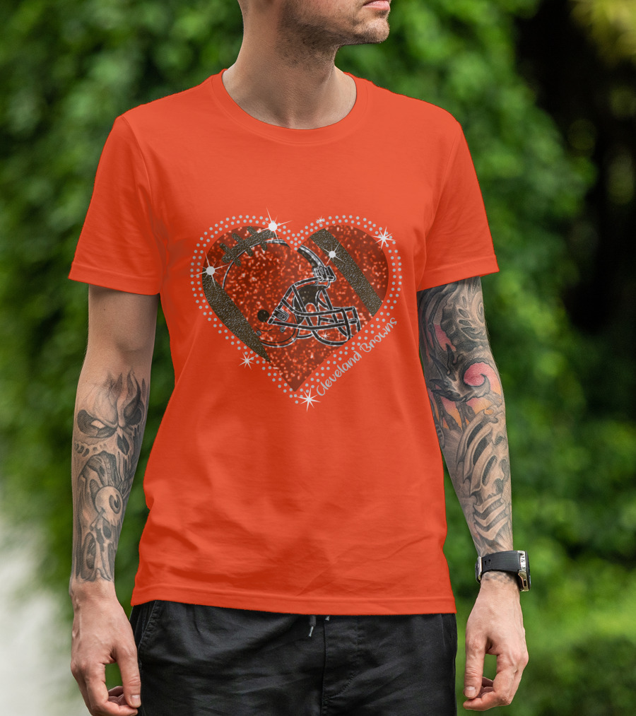Cleveland Browns Heart Helmet Football Stars T-Shirt