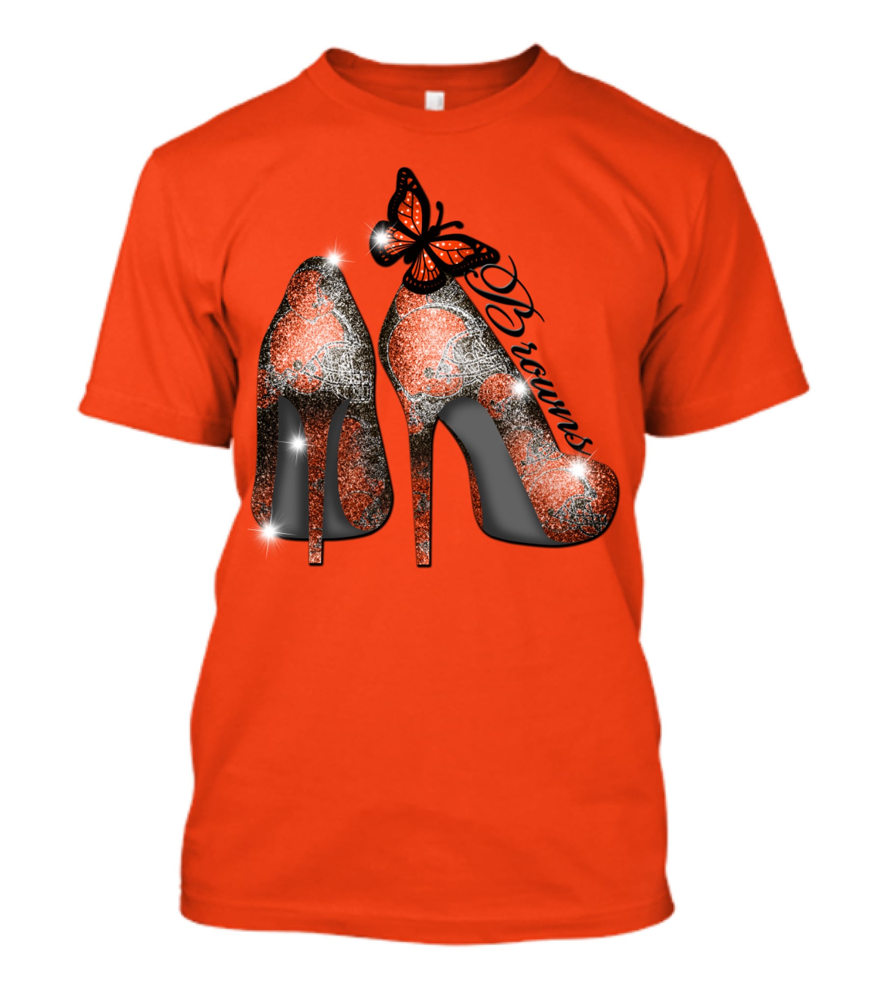Cleveland Browns High Heels Butterfly Sparkle T-Shirt