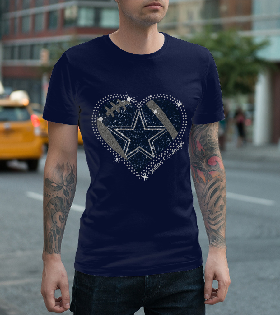 Dallas Cowboys Star Heart Football T-Shirt