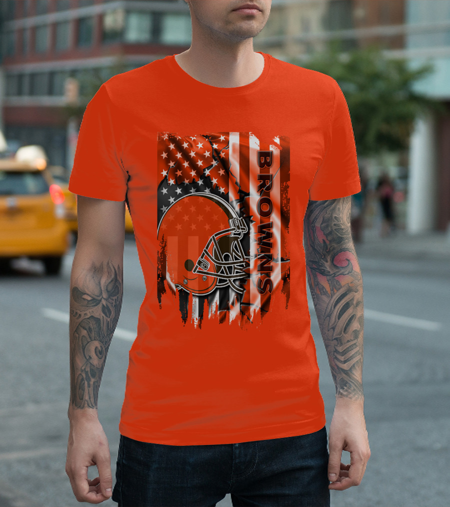 Browns American Flag Helmet T-Shirt