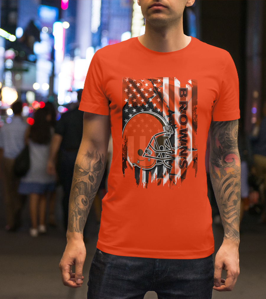 Browns American Flag Helmet T-Shirt