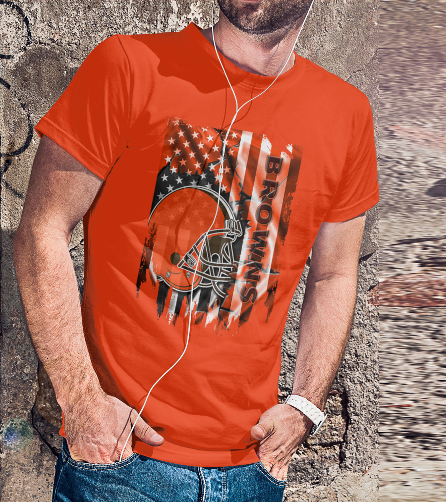Browns American Flag Helmet T-Shirt