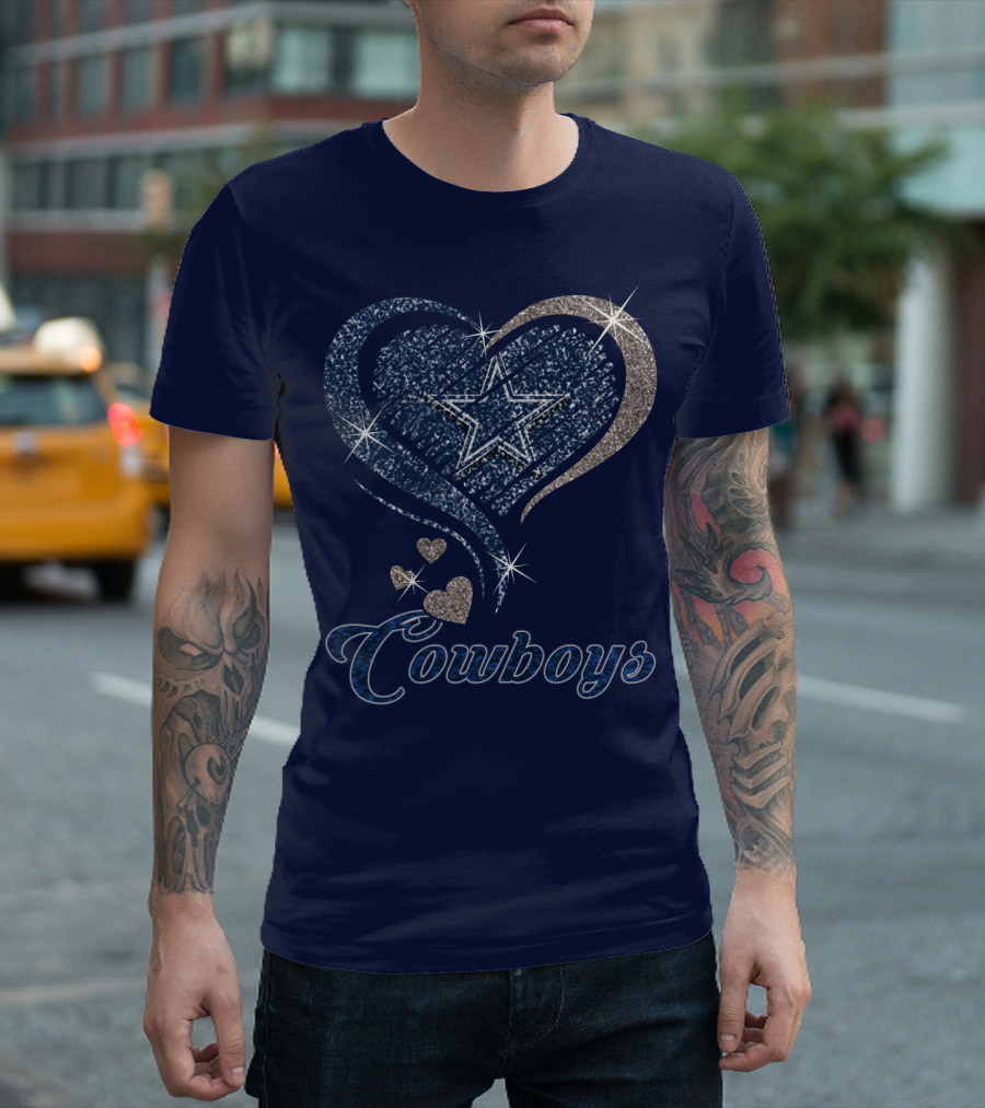Cowboys Heart Star Glitter T-Shirt