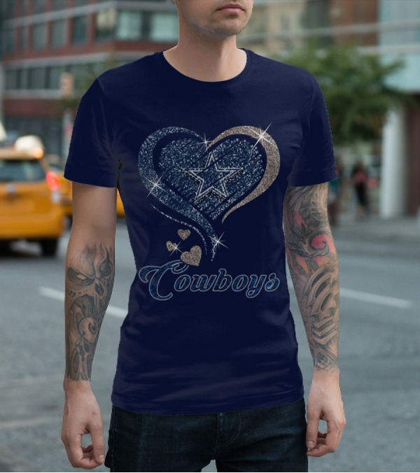 Cowboys Heart Star Glitter T-Shirt