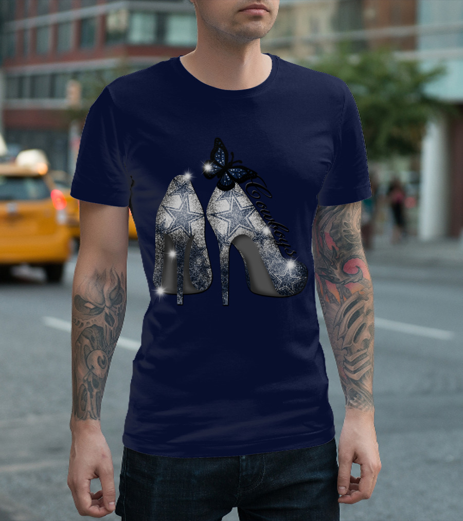 Dallas Cowboys Heels And Butterfly Sparkle Stars T-Shirt