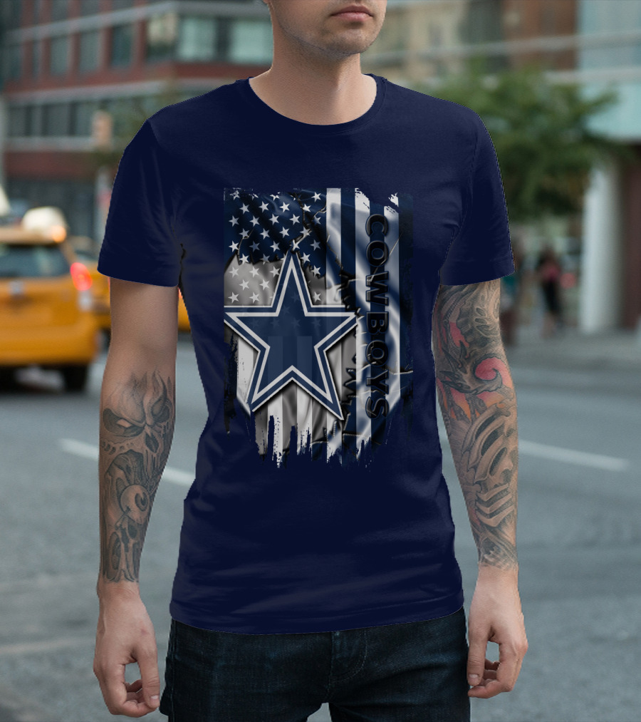 Cowboys American Flag Star Logo Navy Blue T-Shirt