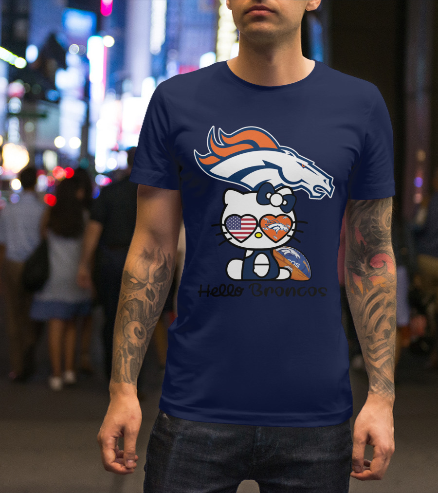 Hello Broncos Denver Broncos Football Hello Kitty T-Shirt