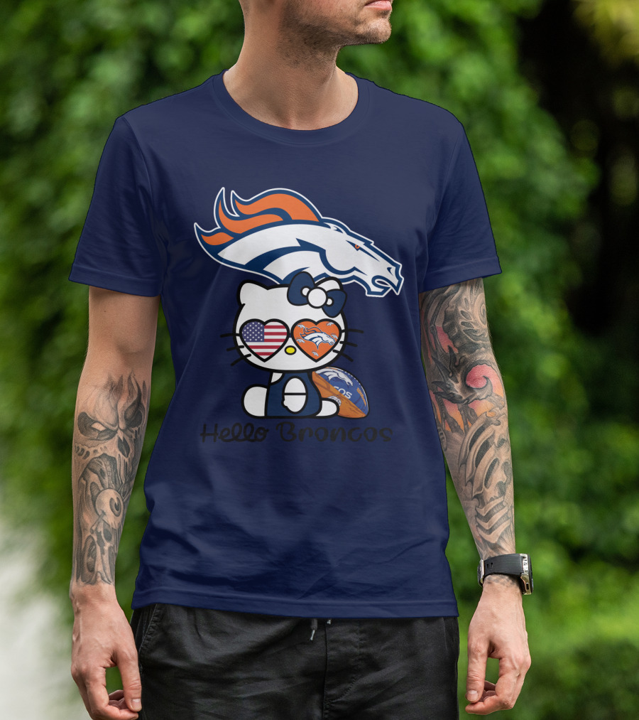 Hello Broncos Denver Broncos Football Hello Kitty T-Shirt