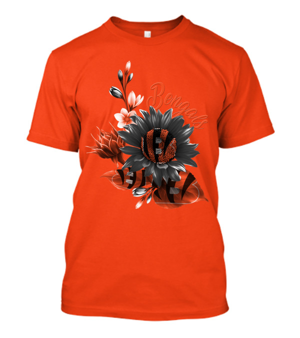 Bengals Flower Graphic With Orange And Black Elements T-Shirt