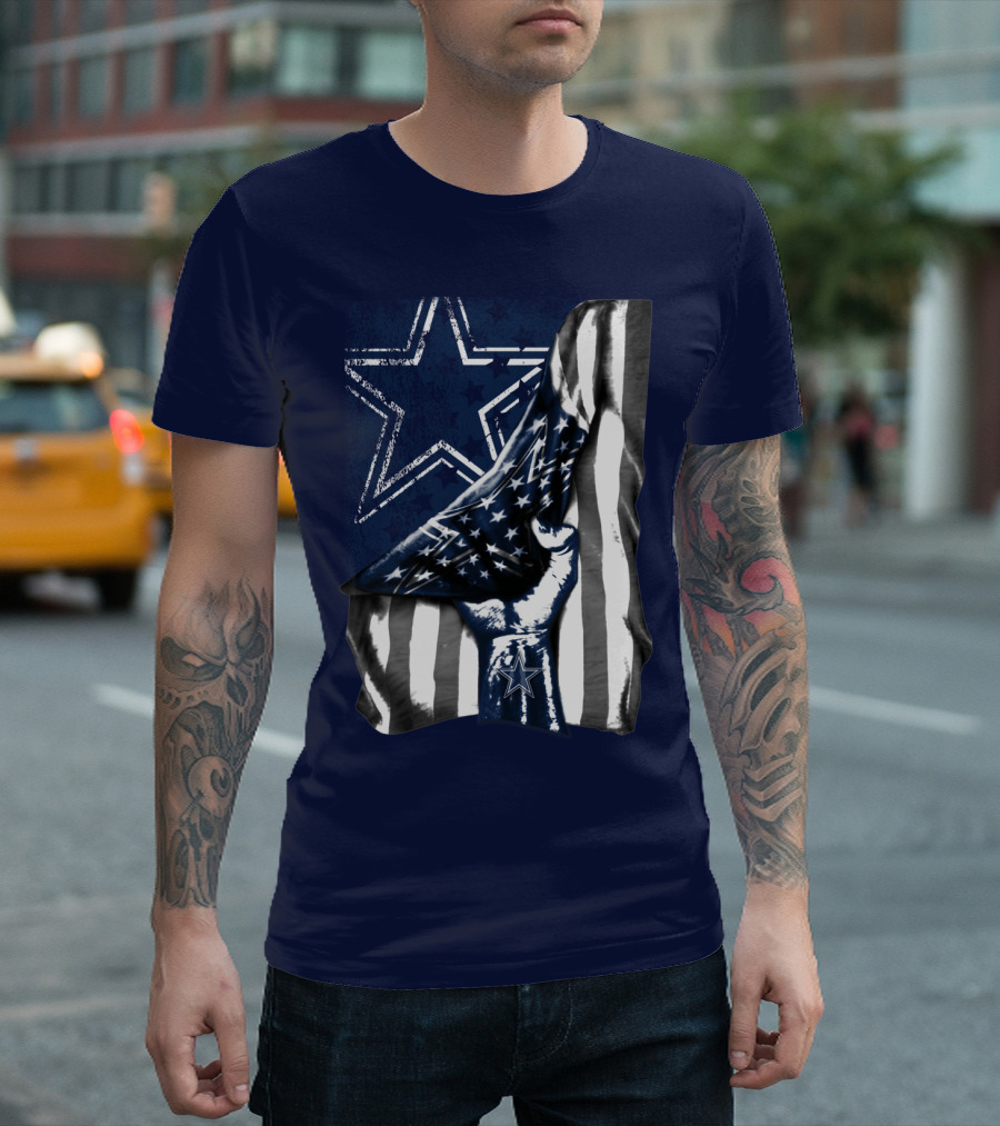 Dallas Cowboys Star Fist With American Flag T-Shirt
