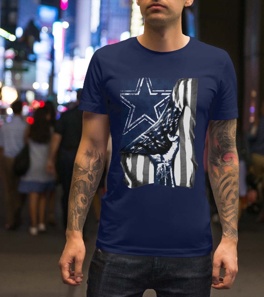Dallas Cowboys Star Fist With American Flag T-Shirt