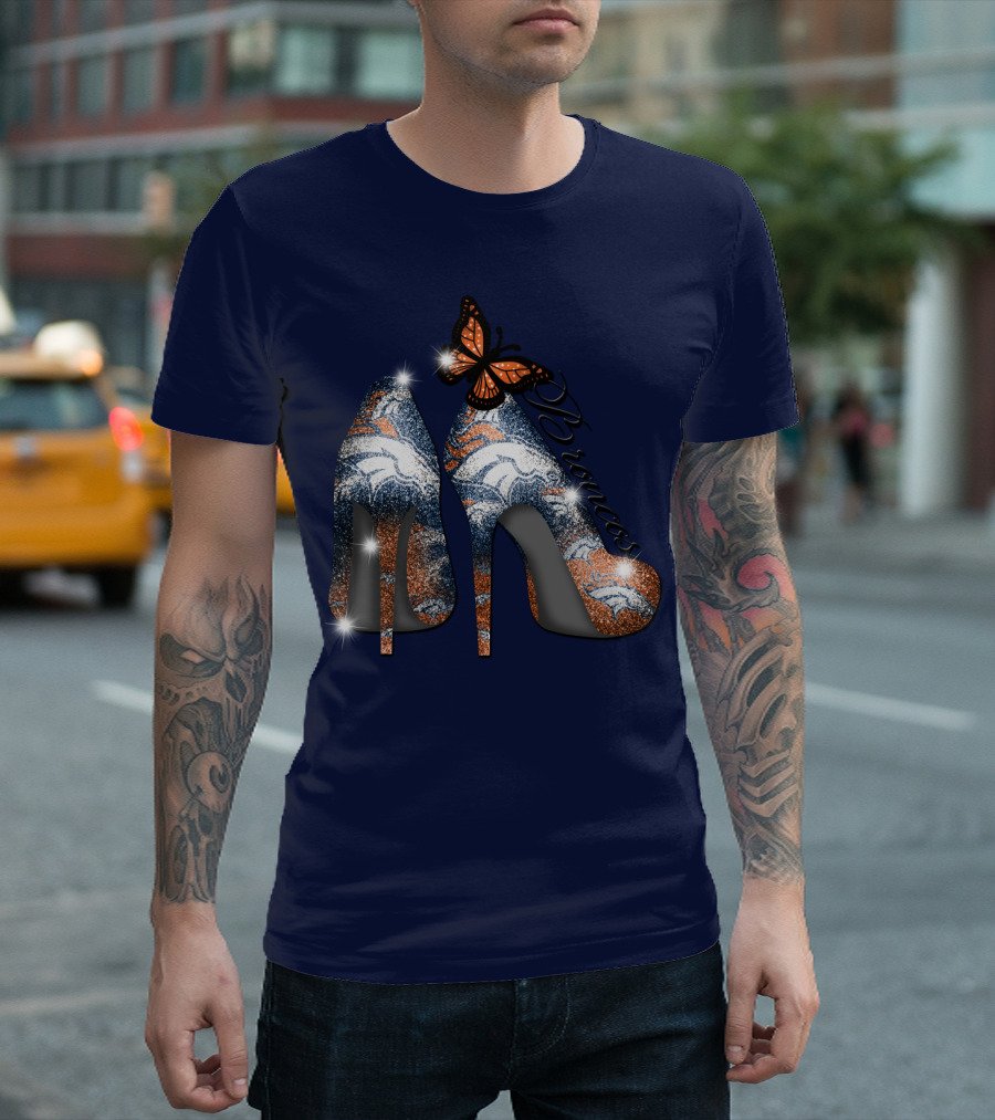 Denver Broncos Heels Butterfly T-Shirt