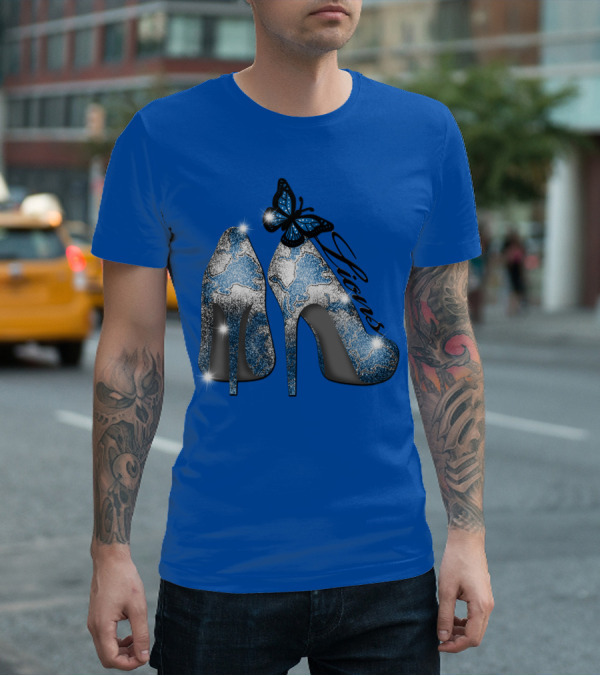 Detroit Lions High Heels Butterfly Sparkle T-Shirt