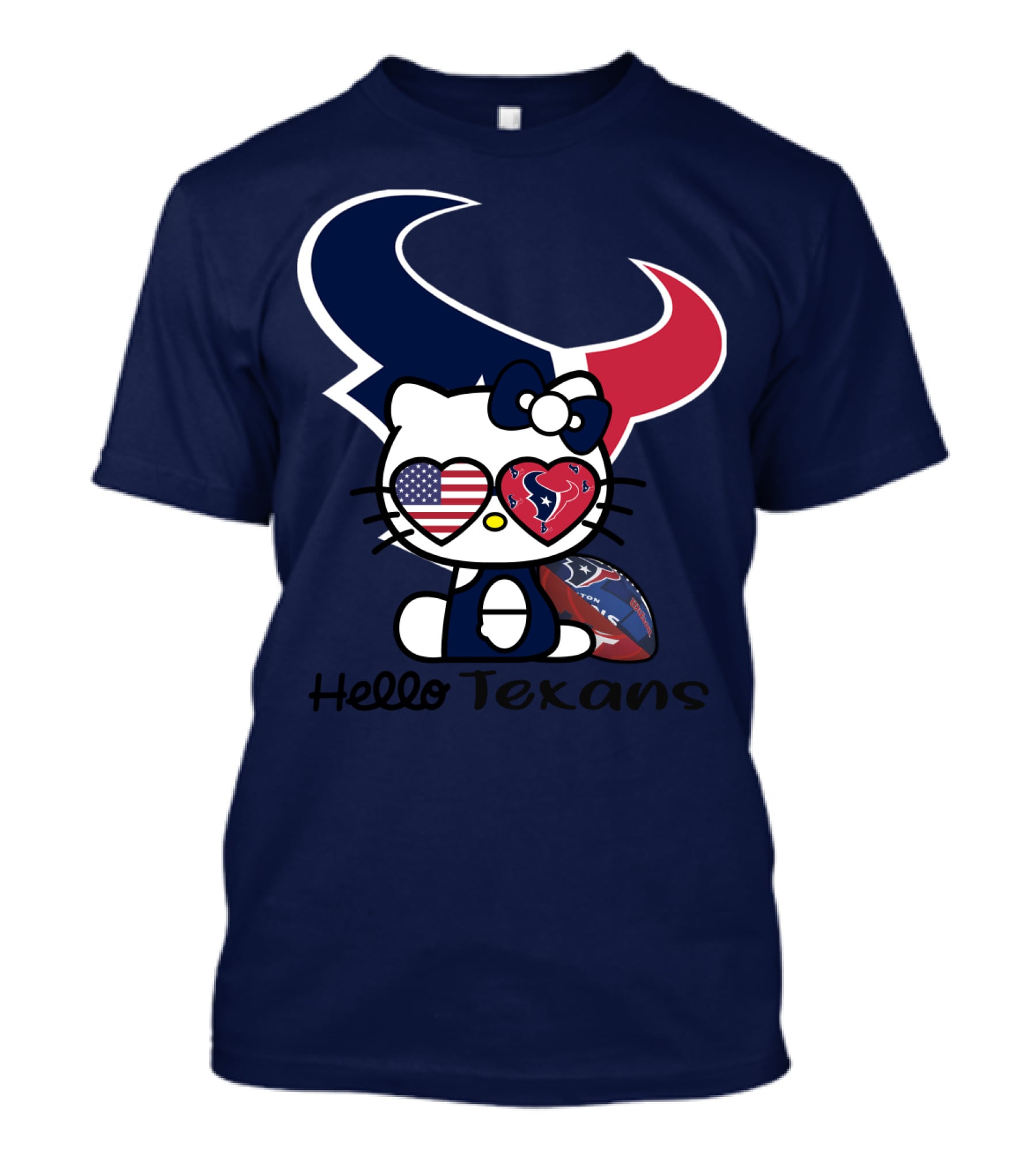 Hello Texans Houston Texans American Flag Football T-Shirt