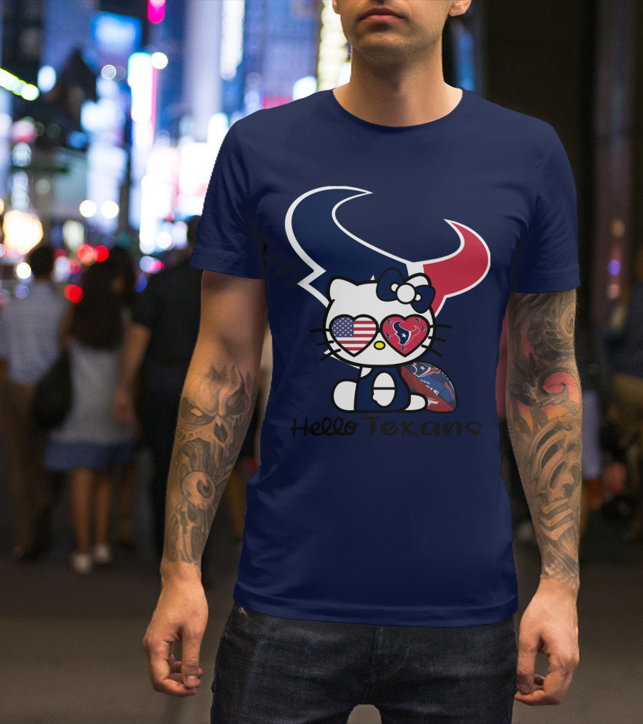 Hello Texans Houston Texans American Flag Football T-Shirt