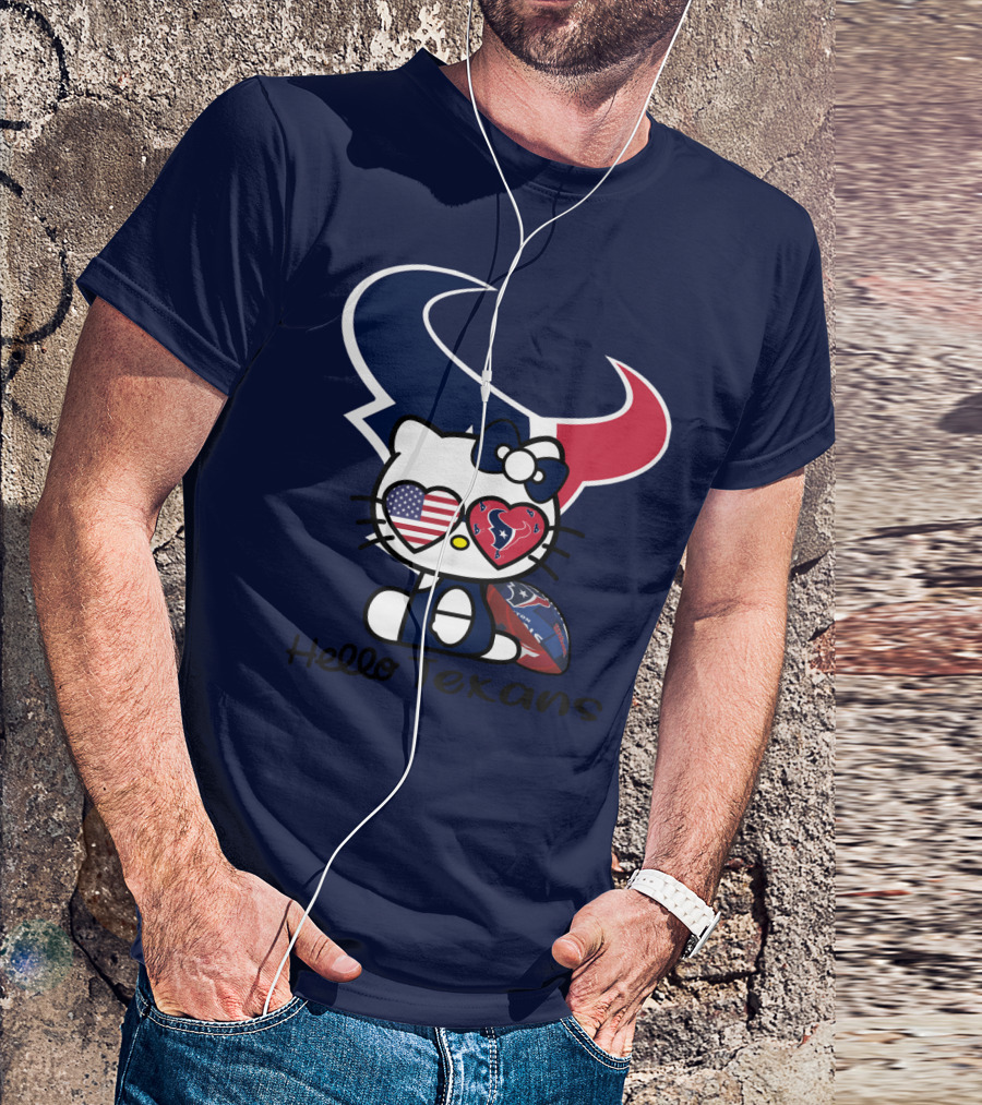 Hello Texans Houston Texans American Flag Football T-Shirt