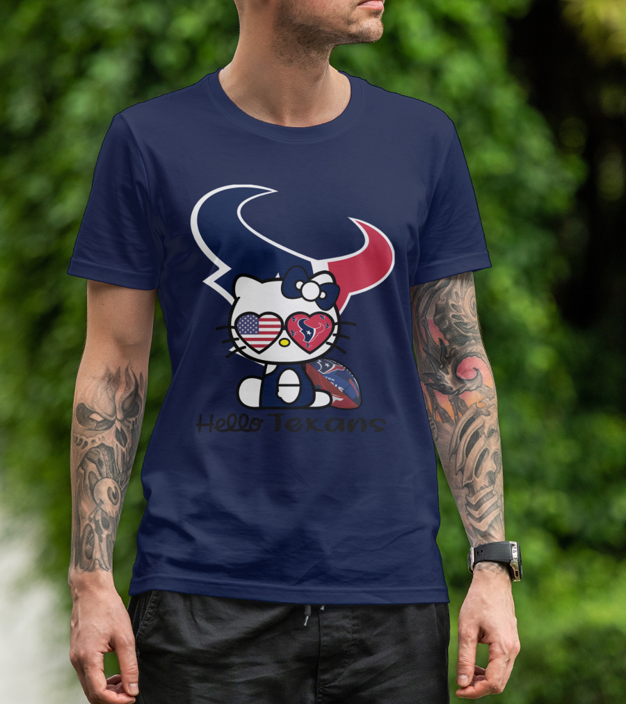 Hello Texans Houston Texans American Flag Football T-Shirt