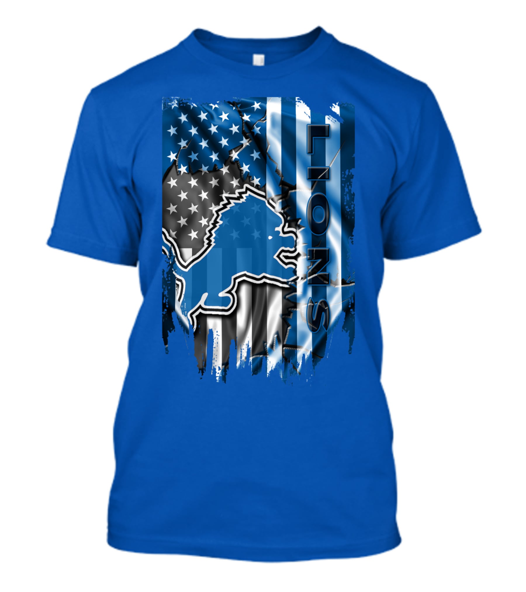 Detroit Lions American Flag Football Team T-Shirt