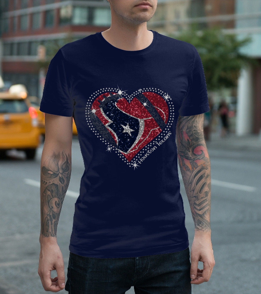 Houston Texans Heart Logo Sparkle T-Shirt