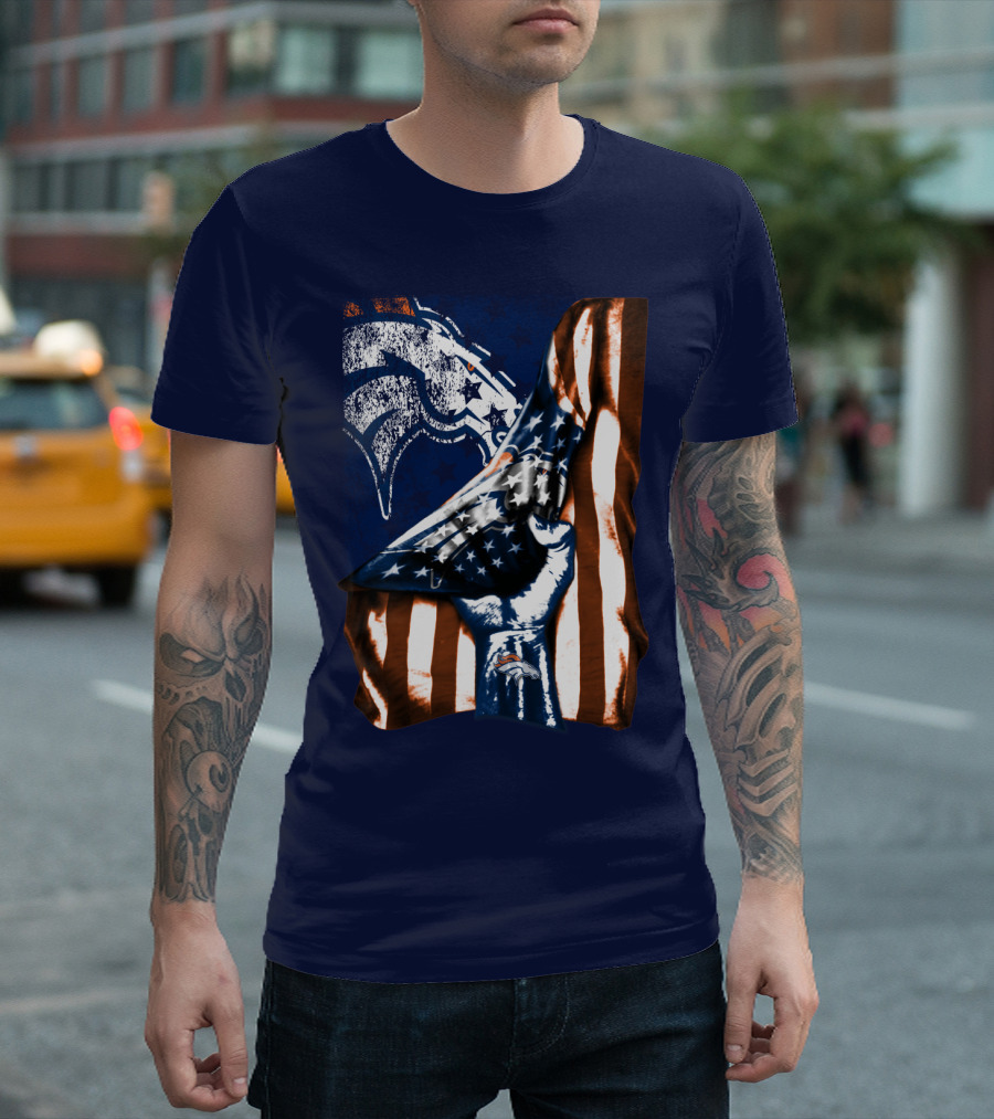 Denver Broncos American Flag Fist T-Shirt