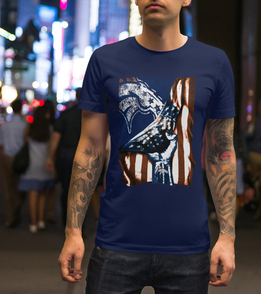 Denver Broncos American Flag Fist T-Shirt