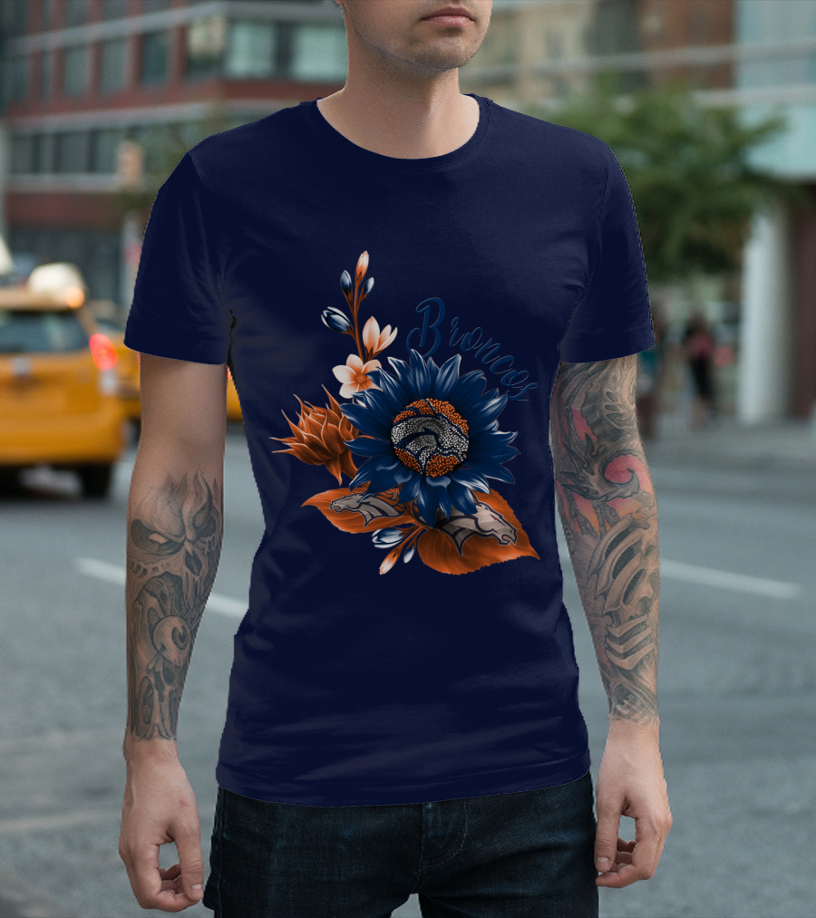 Broncos Floral Design With Team Logo Elements T-Shirt