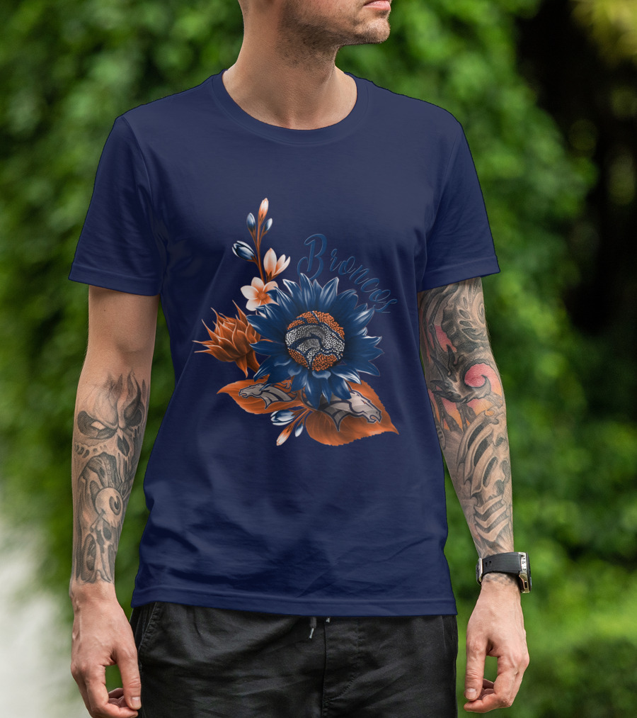 Broncos Floral Design With Team Logo Elements T-Shirt