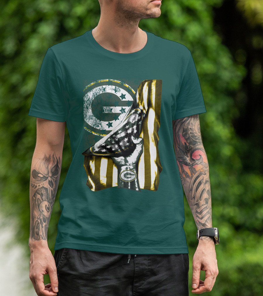 Green Bay Packers American Flag Pride T-Shirt