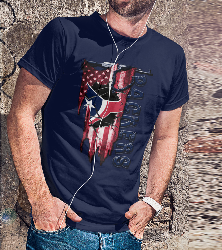 Houston Texans Packers American Flag T-Shirt