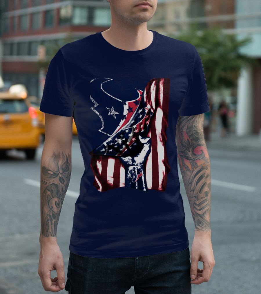 Houston Texans American Flag Fist T-Shirt