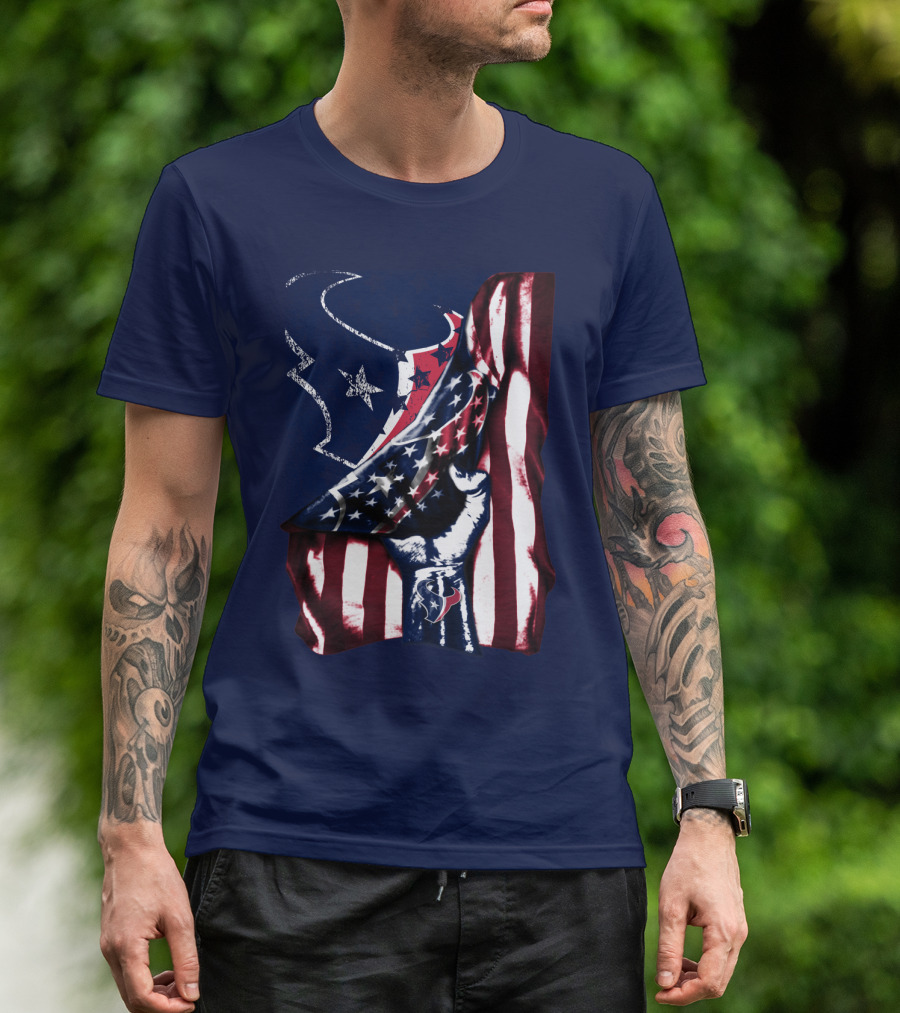 Houston Texans American Flag Fist T-Shirt