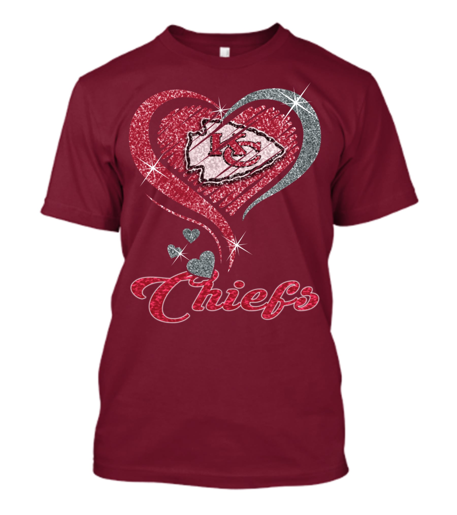 Kansas City Chiefs Heart Logo Sparkle Chiefs T-Shirt