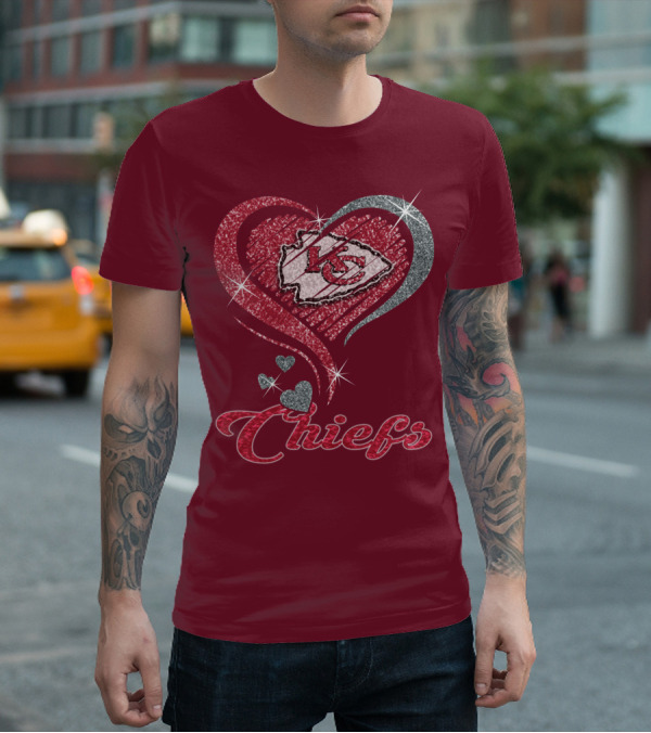 Kansas City Chiefs Heart Logo Sparkle Chiefs T-Shirt
