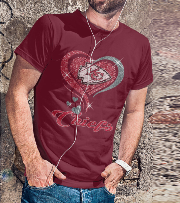Kansas City Chiefs Heart Logo Sparkle Chiefs T-Shirt