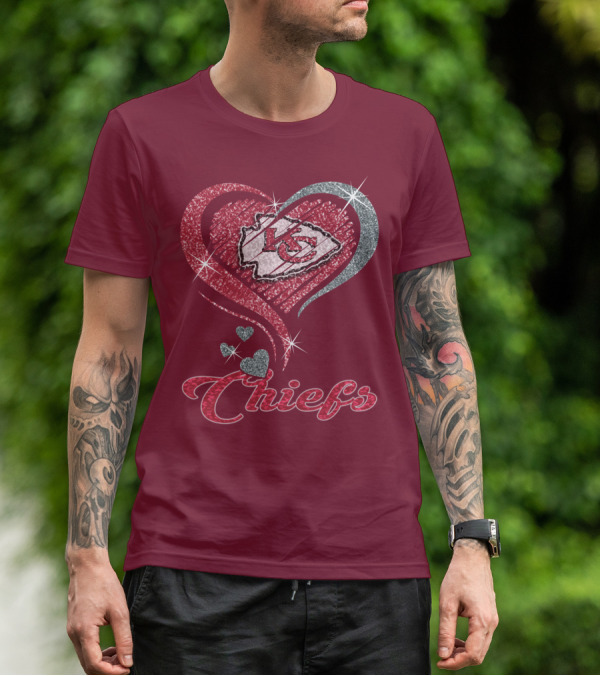 Kansas City Chiefs Heart Logo Sparkle Chiefs T-Shirt