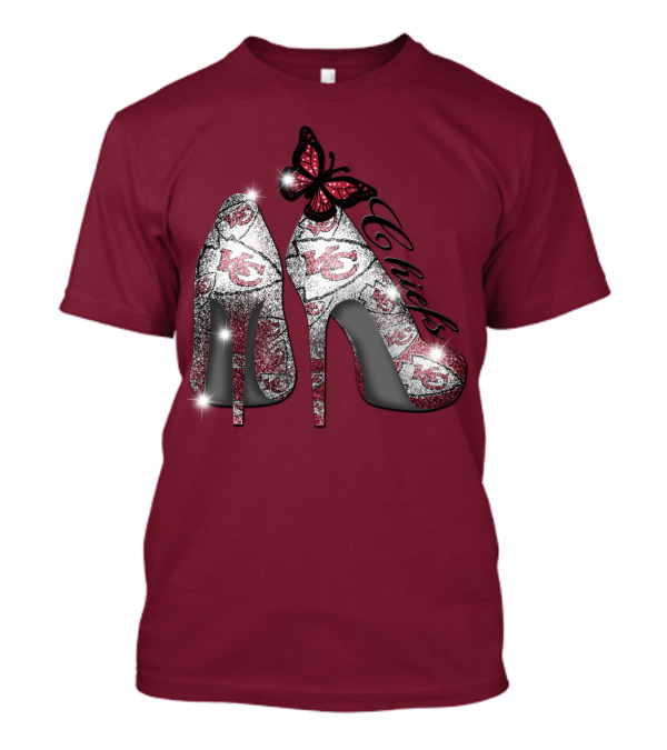 Kansas City Chiefs High Heels With Butterfly T-Shirt