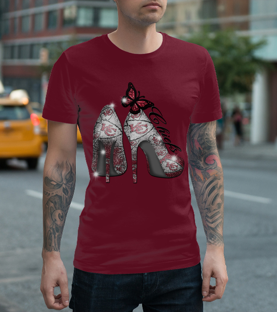 Kansas City Chiefs High Heels With Butterfly T-Shirt