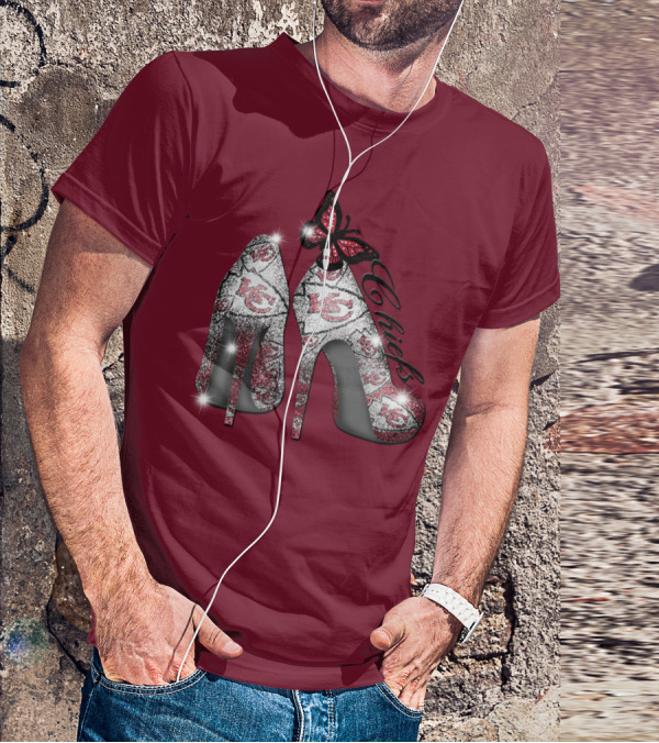 Kansas City Chiefs High Heels With Butterfly T-Shirt