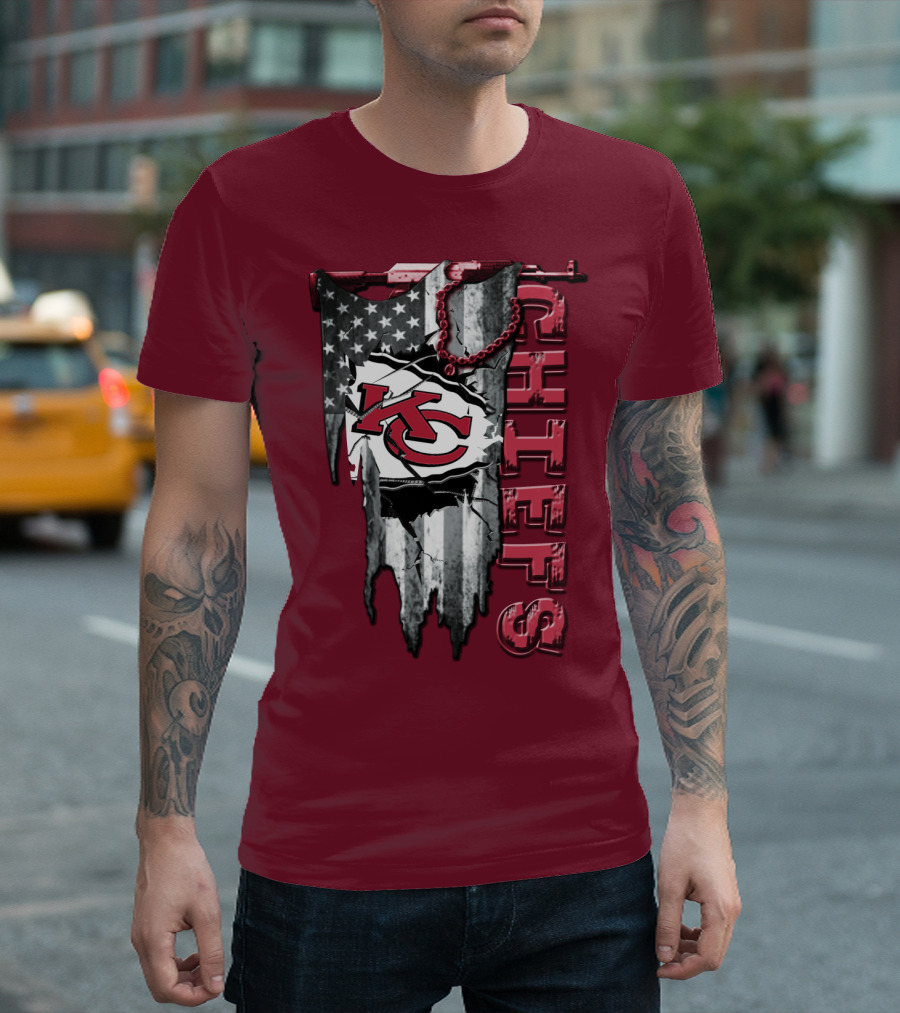 Chiefs Kc American Flag Torn T-Shirt