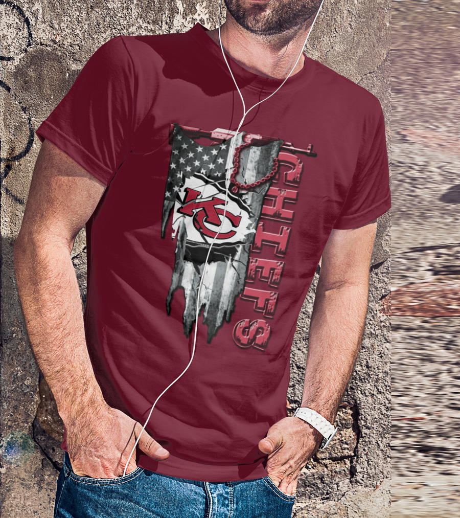 Chiefs Kc American Flag Torn T-Shirt